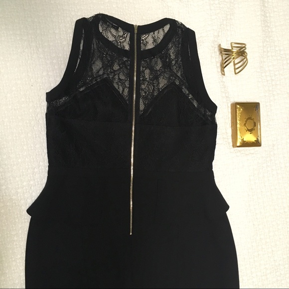 Sandro Paris Black Lace Peplum Sleeveless Dress - Picture 4 of 5